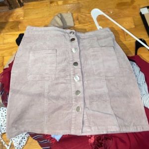 pink button up skirt